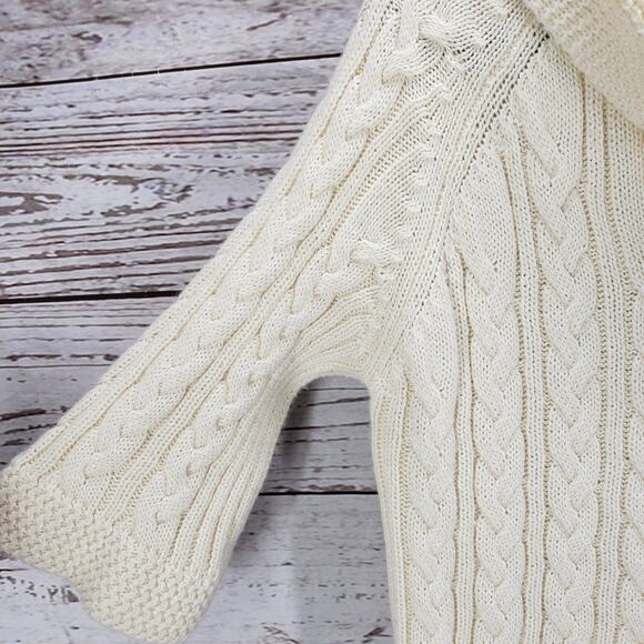 Coldwater Creek Cream Cable Knit Cowl Neck Wool Blend Sweater Size 1X - Picture 6 of 14